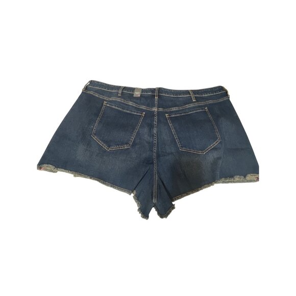 Torrid Womens Denim Frayed Hem Shorts Size 28 Dark Wash Stretchy Comfortable Fit - Picture 4 of 5
